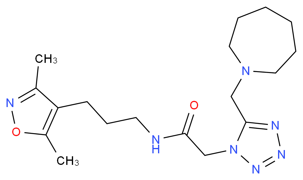 2-[5-(azepan-1-ylmethyl)-1H-tetrazol-1-yl]-N-[3-(3,5-dimethylisoxazol-4-yl)propyl]acetamide_Molecular_structure_CAS_)
