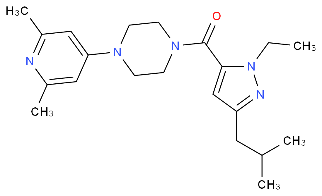 1-(2,6-dimethyl-4-pyridinyl)-4-[(1-ethyl-3-isobutyl-1H-pyrazol-5-yl)carbonyl]piperazine_Molecular_structure_CAS_)