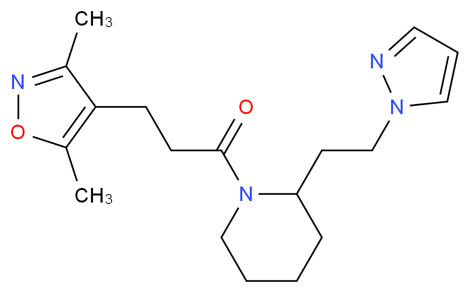 1-[3-(3,5-dimethyl-4-isoxazolyl)propanoyl]-2-[2-(1H-pyrazol-1-yl)ethyl]piperidine_Molecular_structure_CAS_)