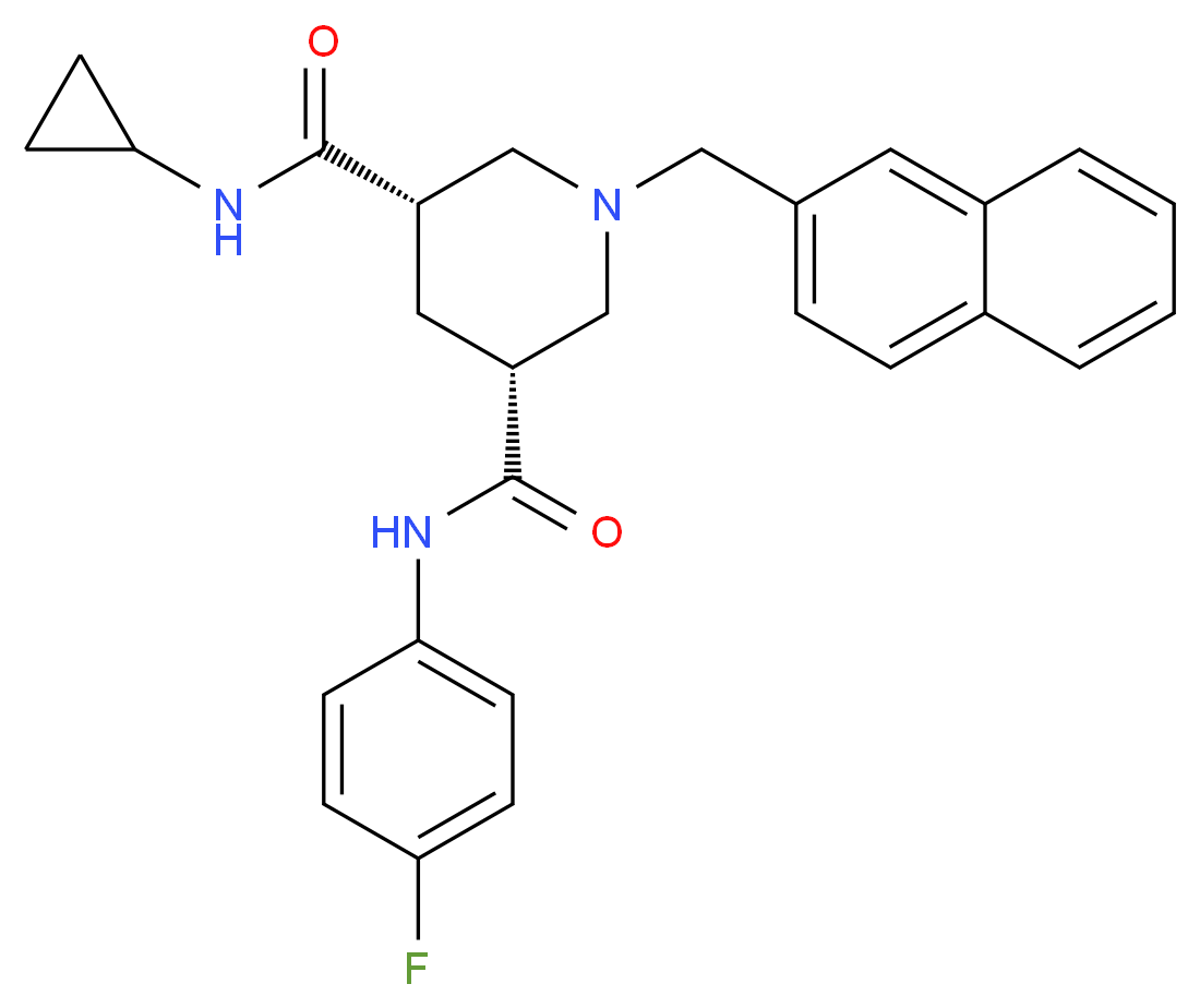 (3S,5R)-N-cyclopropyl-N'-(4-fluorophenyl)-1-(2-naphthylmethyl)-3,5-piperidinedicarboxamide_Molecular_structure_CAS_)