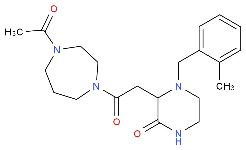 3-[2-(4-acetyl-1,4-diazepan-1-yl)-2-oxoethyl]-4-(2-methylbenzyl)-2-piperazinone_Molecular_structure_CAS_)