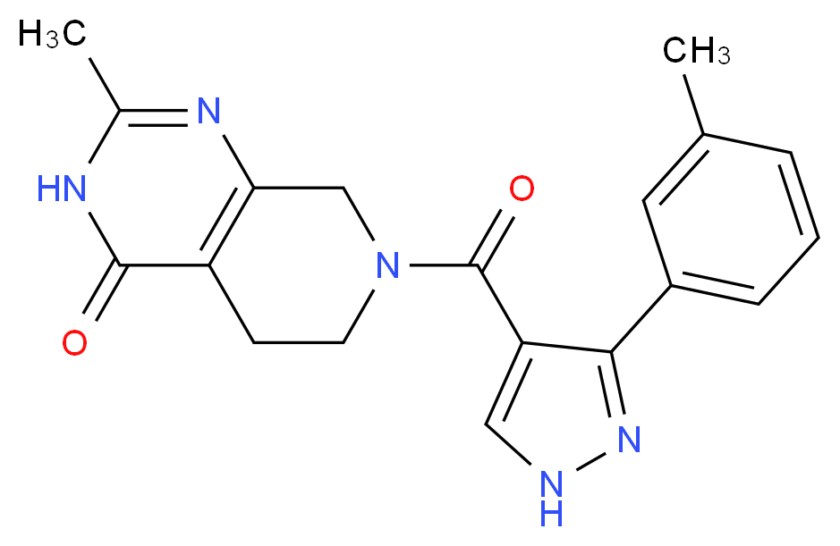 2-methyl-7-{[3-(3-methylphenyl)-1H-pyrazol-4-yl]carbonyl}-5,6,7,8-tetrahydropyrido[3,4-d]pyrimidin-4(3H)-one_Molecular_structure_CAS_)