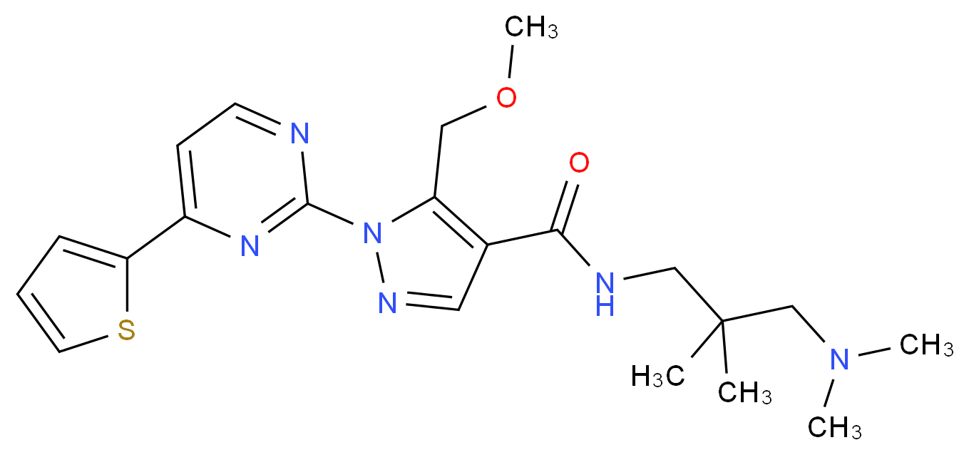 N-[3-(dimethylamino)-2,2-dimethylpropyl]-5-(methoxymethyl)-1-[4-(2-thienyl)-2-pyrimidinyl]-1H-pyrazole-4-carboxamide_Molecular_structure_CAS_)