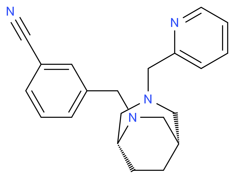3-{[(1S*,5R*)-3-(2-pyridinylmethyl)-3,6-diazabicyclo[3.2.2]non-6-yl]methyl}benzonitrile_Molecular_structure_CAS_)