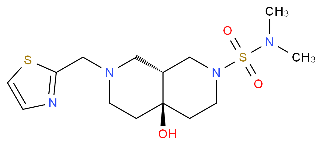 (4aR*,8aR*)-4a-hydroxy-N,N-dimethyl-7-(1,3-thiazol-2-ylmethyl)octahydro-2,7-naphthyridine-2(1H)-sulfonamide_Molecular_structure_CAS_)