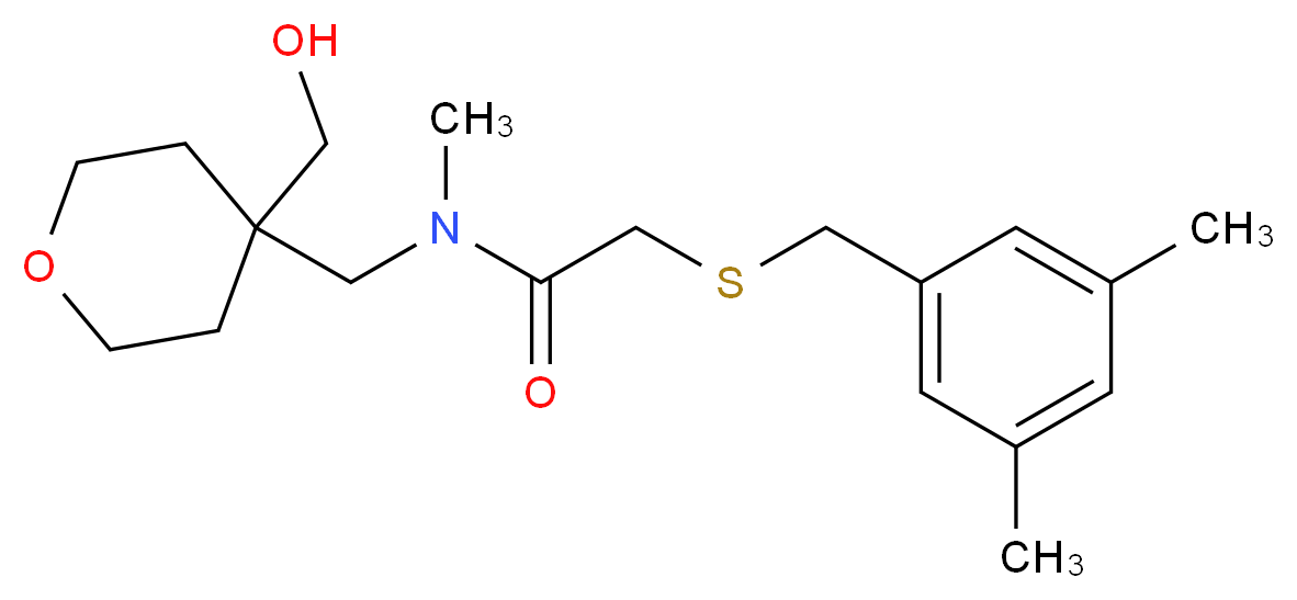 2-[(3,5-dimethylbenzyl)thio]-N-{[4-(hydroxymethyl)tetrahydro-2H-pyran-4-yl]methyl}-N-methylacetamide_Molecular_structure_CAS_)