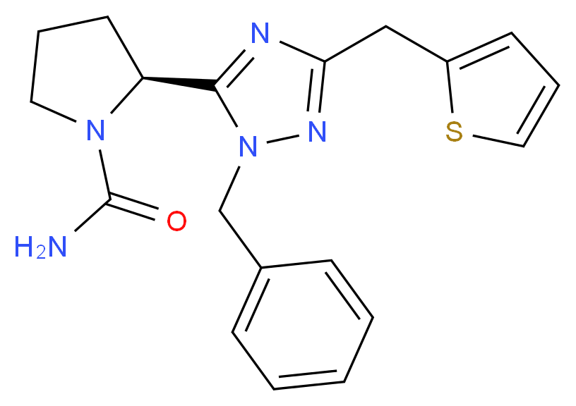 (2S)-2-[1-benzyl-3-(2-thienylmethyl)-1H-1,2,4-triazol-5-yl]pyrrolidine-1-carboxamide_Molecular_structure_CAS_)