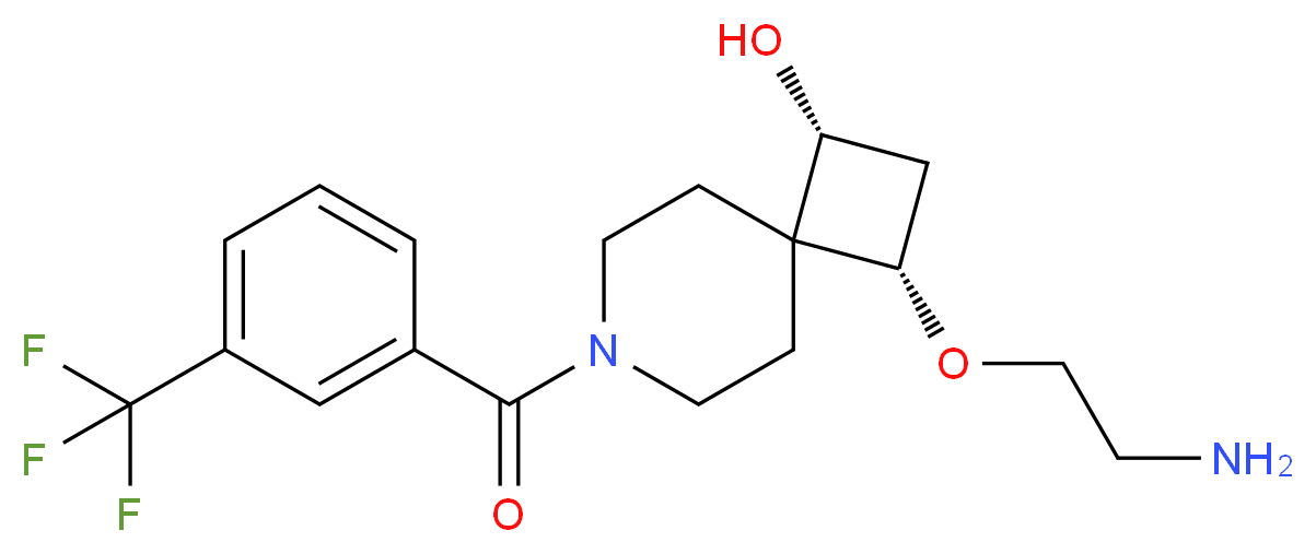 (1R*,3S*)-3-(2-aminoethoxy)-7-[3-(trifluoromethyl)benzoyl]-7-azaspiro[3.5]nonan-1-ol_Molecular_structure_CAS_)