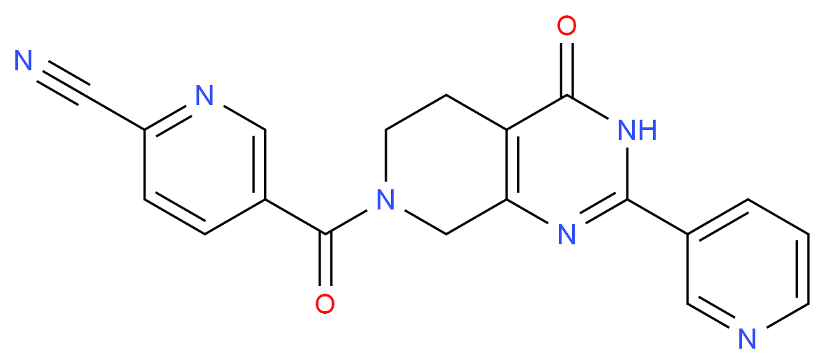 5-[(4-oxo-2-pyridin-3-yl-4,5,6,8-tetrahydropyrido[3,4-d]pyrimidin-7(3H)-yl)carbonyl]pyridine-2-carbonitrile_Molecular_structure_CAS_)