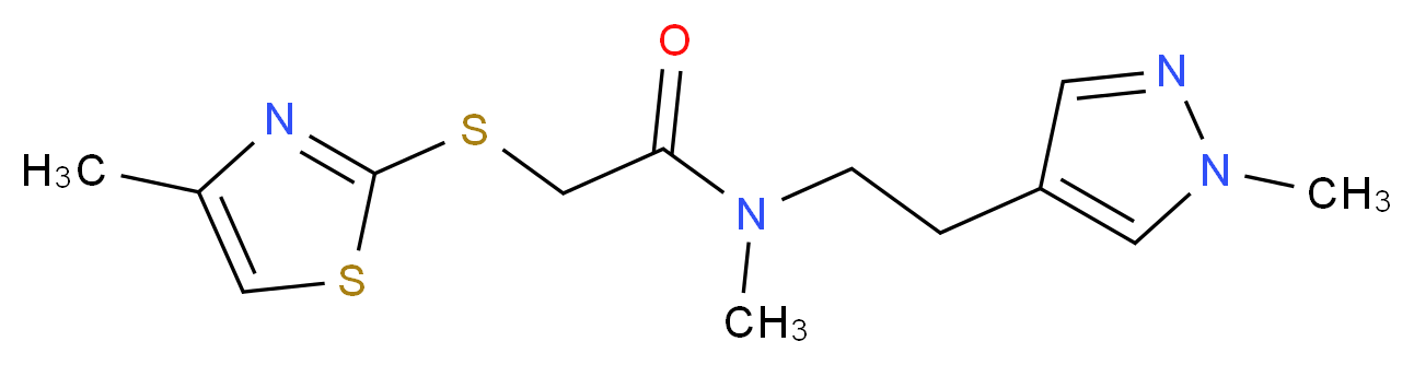 N-methyl-N-[2-(1-methyl-1H-pyrazol-4-yl)ethyl]-2-[(4-methyl-1,3-thiazol-2-yl)thio]acetamide_Molecular_structure_CAS_)