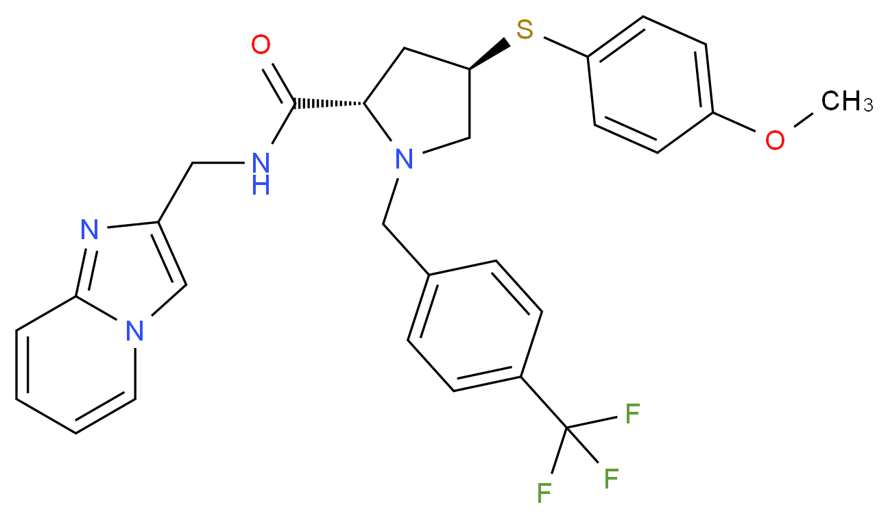 (4R)-N-(imidazo[1,2-a]pyridin-2-ylmethyl)-4-[(4-methoxyphenyl)thio]-1-[4-(trifluoromethyl)benzyl]-L-prolinamide_Molecular_structure_CAS_)