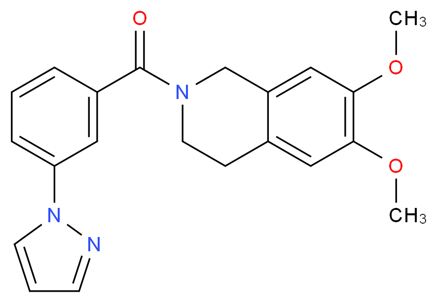 6,7-dimethoxy-2-[3-(1H-pyrazol-1-yl)benzoyl]-1,2,3,4-tetrahydroisoquinoline_Molecular_structure_CAS_)