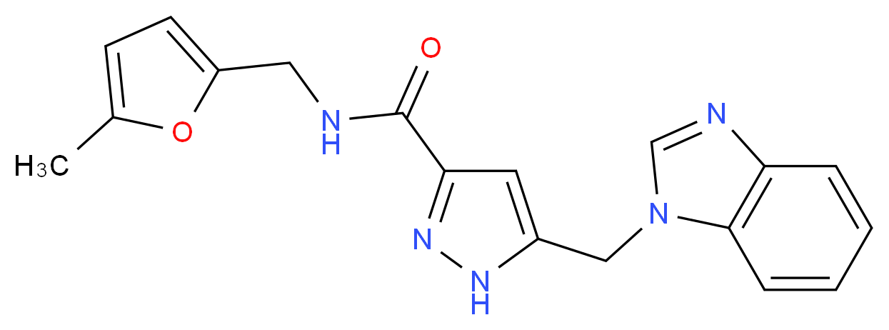 5-(1H-benzimidazol-1-ylmethyl)-N-[(5-methyl-2-furyl)methyl]-1H-pyrazole-3-carboxamide_Molecular_structure_CAS_)