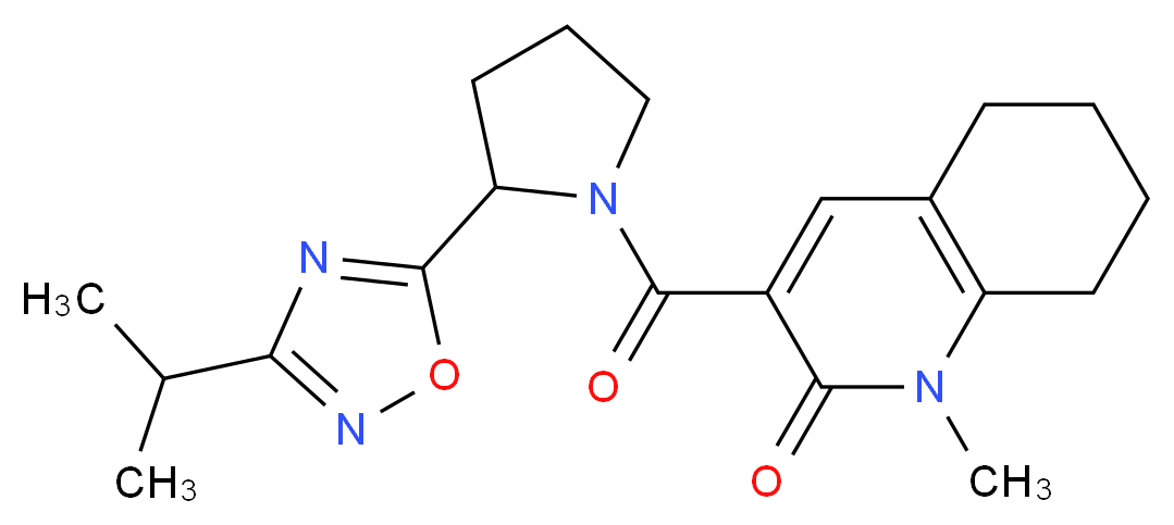 3-{[2-(3-isopropyl-1,2,4-oxadiazol-5-yl)-1-pyrrolidinyl]carbonyl}-1-methyl-5,6,7,8-tetrahydro-2(1H)-quinolinone_Molecular_structure_CAS_)