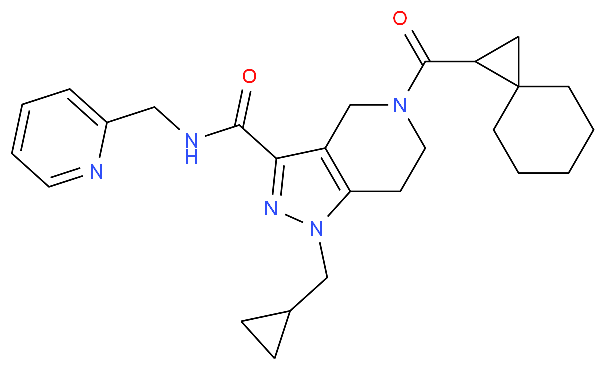 1-(cyclopropylmethyl)-N-(2-pyridinylmethyl)-5-(spiro[2.5]oct-1-ylcarbonyl)-4,5,6,7-tetrahydro-1H-pyrazolo[4,3-c]pyridine-3-carboxamide_Molecular_structure_CAS_)