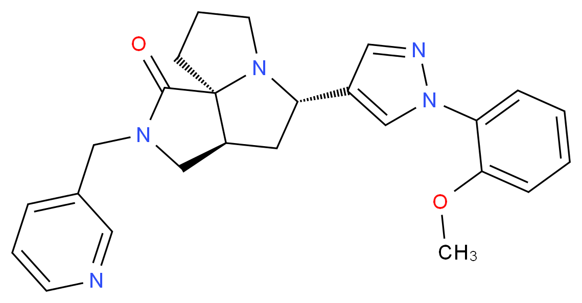 (3aS*,5S*,9aS*)-5-[1-(2-methoxyphenyl)-1H-pyrazol-4-yl]-2-(3-pyridinylmethyl)hexahydro-7H-pyrrolo[3,4-g]pyrrolizin-1(2H)-one_Molecular_structure_CAS_)