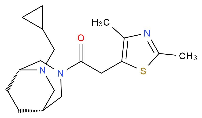 (1R*,5R*)-6-(cyclopropylmethyl)-3-[(2,4-dimethyl-1,3-thiazol-5-yl)acetyl]-3,6-diazabicyclo[3.2.2]nonane_Molecular_structure_CAS_)