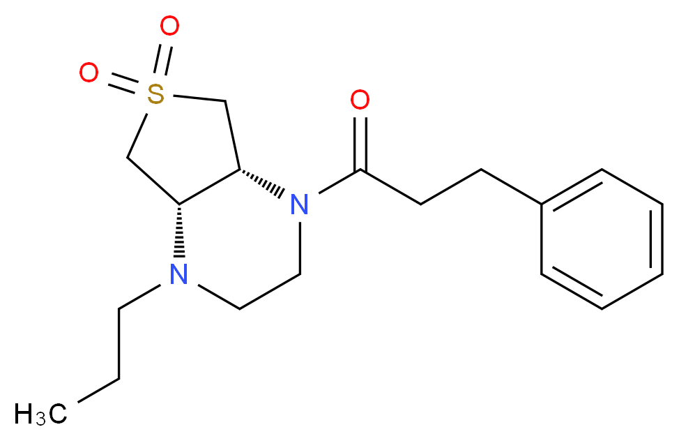 (4aS*,7aR*)-1-(3-phenylpropanoyl)-4-propyloctahydrothieno[3,4-b]pyrazine 6,6-dioxide_Molecular_structure_CAS_)