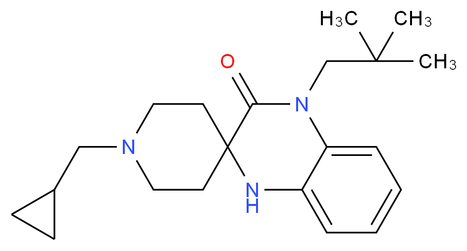1-(cyclopropylmethyl)-4'-(2,2-dimethylpropyl)-1',4'-dihydro-3'H-spiro[piperidine-4,2'-quinoxalin]-3'-one_Molecular_structure_CAS_)