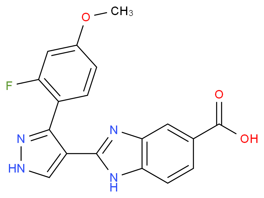 2-[3-(2-fluoro-4-methoxyphenyl)-1H-pyrazol-4-yl]-1H-benzimidazole-5-carboxylic acid_Molecular_structure_CAS_)