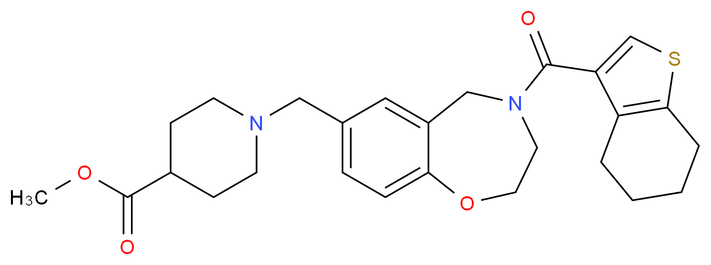 methyl 1-{[4-(4,5,6,7-tetrahydro-1-benzothien-3-ylcarbonyl)-2,3,4,5-tetrahydro-1,4-benzoxazepin-7-yl]methyl}-4-piperidinecarboxylate_Molecular_structure_CAS_)