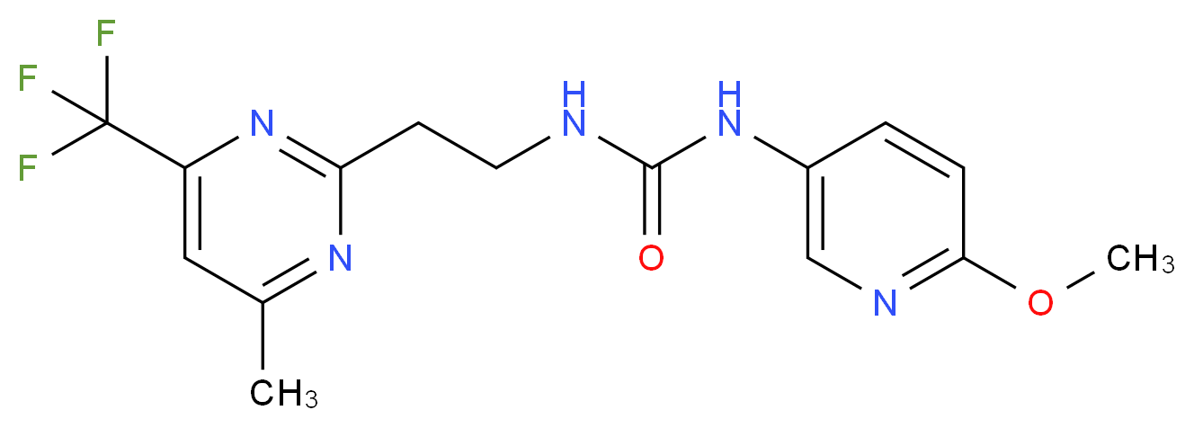 N-(6-methoxypyridin-3-yl)-N'-{2-[4-methyl-6-(trifluoromethyl)pyrimidin-2-yl]ethyl}urea_Molecular_structure_CAS_)