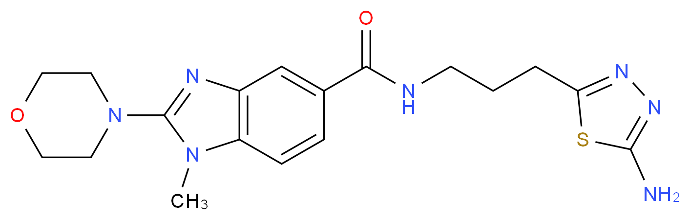 N-[3-(5-amino-1,3,4-thiadiazol-2-yl)propyl]-1-methyl-2-(4-morpholinyl)-1H-benzimidazole-5-carboxamide_Molecular_structure_CAS_)