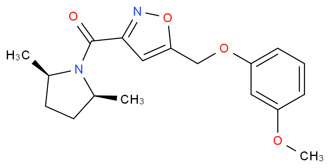 3-{[(2R*,5S*)-2,5-dimethylpyrrolidin-1-yl]carbonyl}-5-[(3-methoxyphenoxy)methyl]isoxazole_Molecular_structure_CAS_)