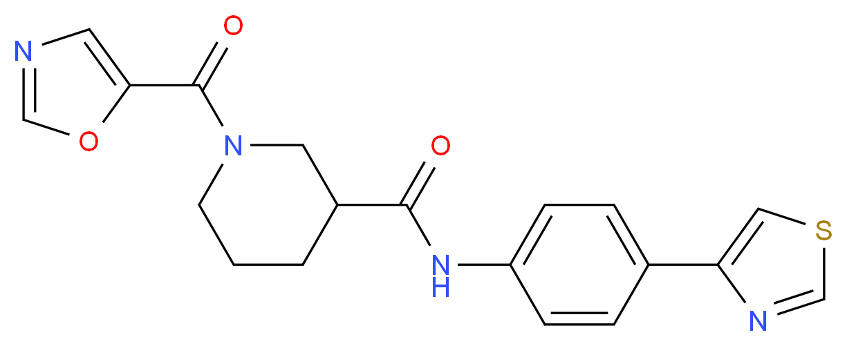 1-(1,3-oxazol-5-ylcarbonyl)-N-[4-(1,3-thiazol-4-yl)phenyl]piperidine-3-carboxamide_Molecular_structure_CAS_)