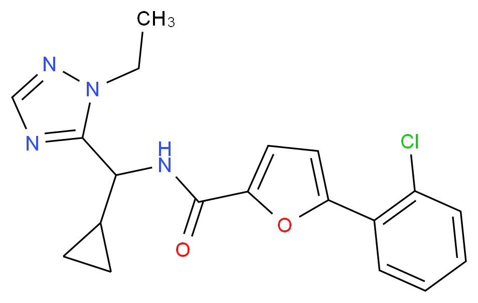 5-(2-chlorophenyl)-N-[cyclopropyl(1-ethyl-1H-1,2,4-triazol-5-yl)methyl]-2-furamide_Molecular_structure_CAS_)
