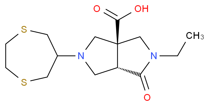(3aS*,6aS*)-5-(1,4-dithiepan-6-yl)-2-ethyl-1-oxohexahydropyrrolo[3,4-c]pyrrole-3a(1H)-carboxylic acid_Molecular_structure_CAS_)