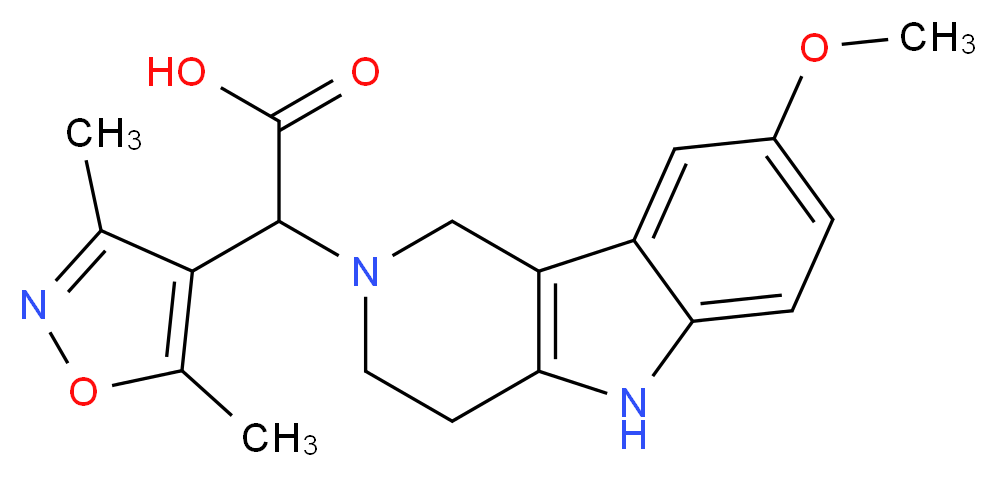 (3,5-dimethylisoxazol-4-yl)(8-methoxy-1,3,4,5-tetrahydro-2H-pyrido[4,3-b]indol-2-yl)acetic acid_Molecular_structure_CAS_)