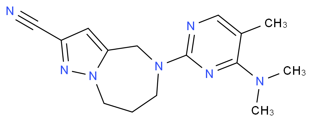 5-[4-(dimethylamino)-5-methylpyrimidin-2-yl]-5,6,7,8-tetrahydro-4H-pyrazolo[1,5-a][1,4]diazepine-2-carbonitrile_Molecular_structure_CAS_)