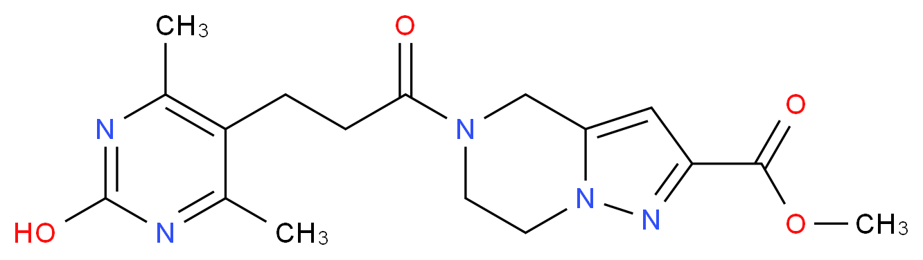 methyl 5-[3-(2-hydroxy-4,6-dimethylpyrimidin-5-yl)propanoyl]-4,5,6,7-tetrahydropyrazolo[1,5-a]pyrazine-2-carboxylate_Molecular_structure_CAS_)