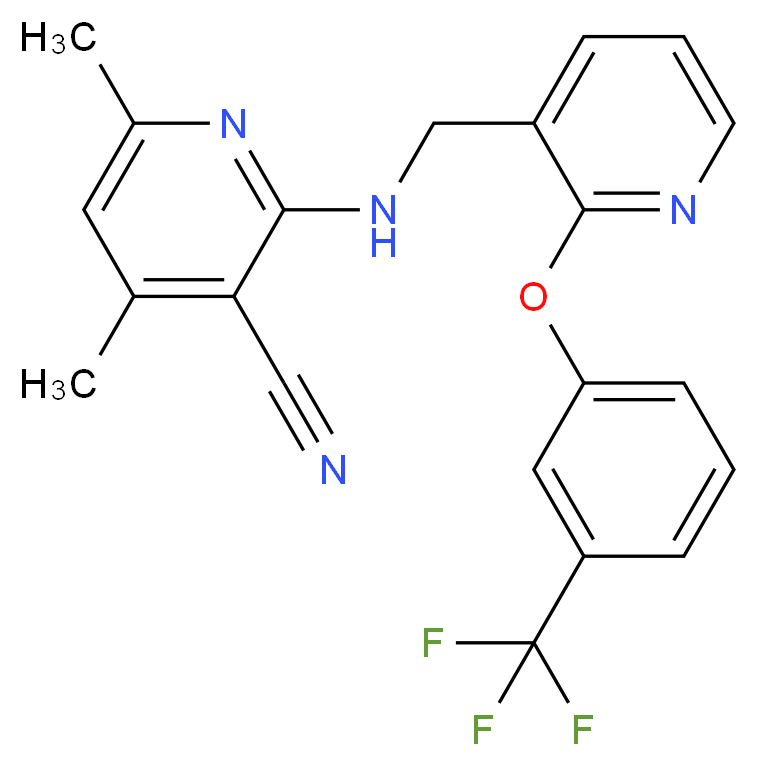 4,6-dimethyl-2-[({2-[3-(trifluoromethyl)phenoxy]pyridin-3-yl}methyl)amino]nicotinonitrile_Molecular_structure_CAS_)
