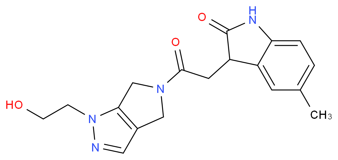 3-{2-[1-(2-hydroxyethyl)-4,6-dihydropyrrolo[3,4-c]pyrazol-5(1H)-yl]-2-oxoethyl}-5-methyl-1,3-dihydro-2H-indol-2-one_Molecular_structure_CAS_)