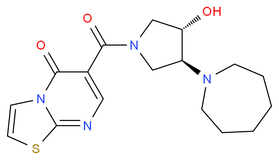 6-{[(3S*,4S*)-3-(1-azepanyl)-4-hydroxy-1-pyrrolidinyl]carbonyl}-5H-[1,3]thiazolo[3,2-a]pyrimidin-5-one_Molecular_structure_CAS_)