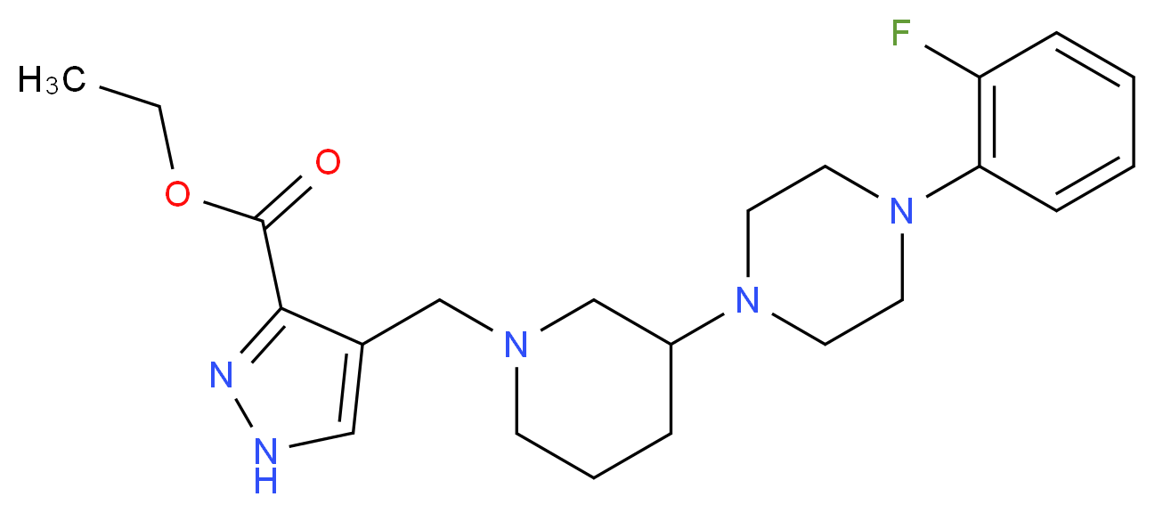 ethyl 4-({3-[4-(2-fluorophenyl)-1-piperazinyl]-1-piperidinyl}methyl)-1H-pyrazole-3-carboxylate_Molecular_structure_CAS_)