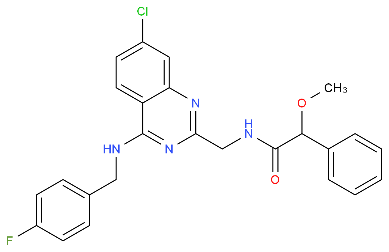 N-({7-chloro-4-[(4-fluorobenzyl)amino]-2-quinazolinyl}methyl)-2-methoxy-2-phenylacetamide_Molecular_structure_CAS_)