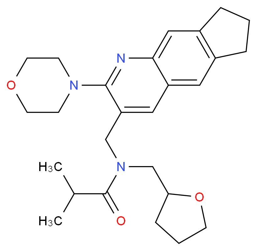 2-methyl-N-{[2-(4-morpholinyl)-7,8-dihydro-6H-cyclopenta[g]quinolin-3-yl]methyl}-N-(tetrahydro-2-furanylmethyl)propanamide_Molecular_structure_CAS_)