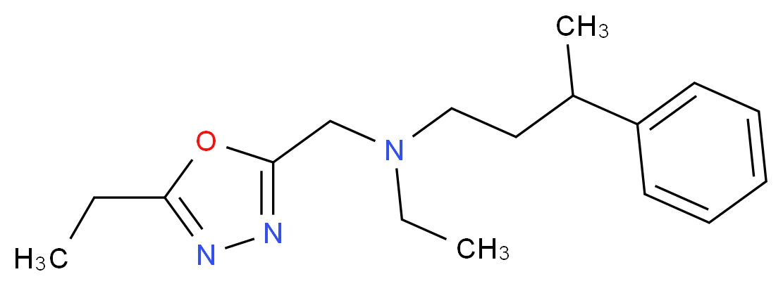 N-ethyl-N-[(5-ethyl-1,3,4-oxadiazol-2-yl)methyl]-3-phenylbutan-1-amine_Molecular_structure_CAS_)