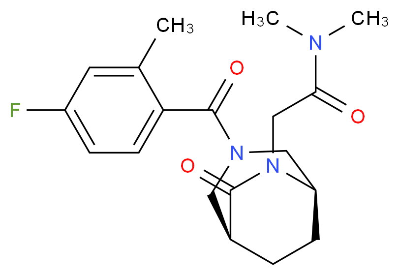 2-[(1S*,5R*)-3-(4-fluoro-2-methylbenzoyl)-7-oxo-3,6-diazabicyclo[3.2.2]non-6-yl]-N,N-dimethylacetamide_Molecular_structure_CAS_)