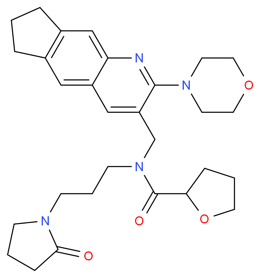 N-{[2-(4-morpholinyl)-7,8-dihydro-6H-cyclopenta[g]quinolin-3-yl]methyl}-N-[3-(2-oxo-1-pyrrolidinyl)propyl]tetrahydro-2-furancarboxamide_Molecular_structure_CAS_)