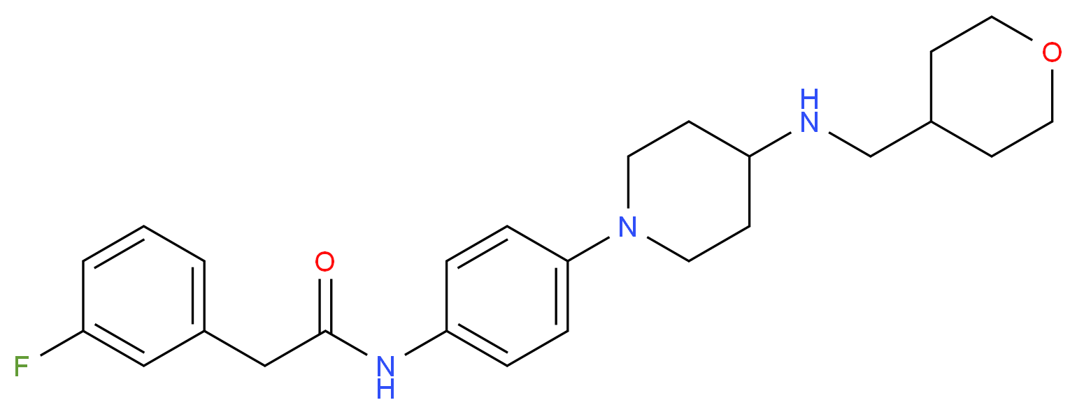 2-(3-fluorophenyl)-N-(4-{4-[(tetrahydro-2H-pyran-4-ylmethyl)amino]-1-piperidinyl}phenyl)acetamide_Molecular_structure_CAS_)