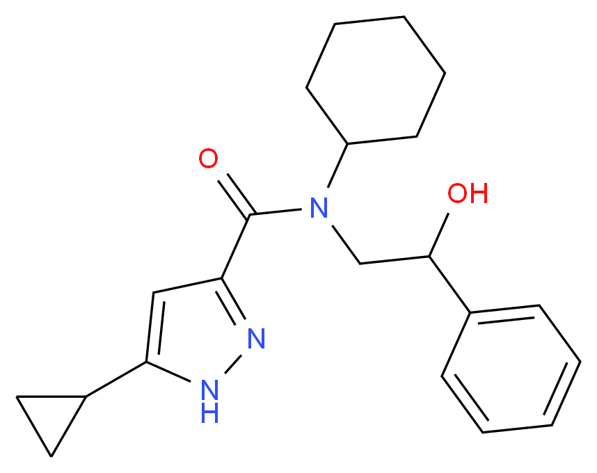 N-cyclohexyl-5-cyclopropyl-N-(2-hydroxy-2-phenylethyl)-1H-pyrazole-3-carboxamide_Molecular_structure_CAS_)