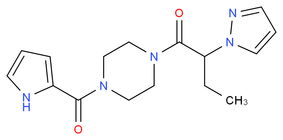 1-[2-(1H-pyrazol-1-yl)butanoyl]-4-(1H-pyrrol-2-ylcarbonyl)piperazine_Molecular_structure_CAS_)