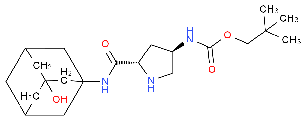 2,2-dimethylpropyl ((3R,5S)-5-{[(3-hydroxy-1-adamantyl)amino]carbonyl}pyrrolidin-3-yl)carbamate_Molecular_structure_CAS_)
