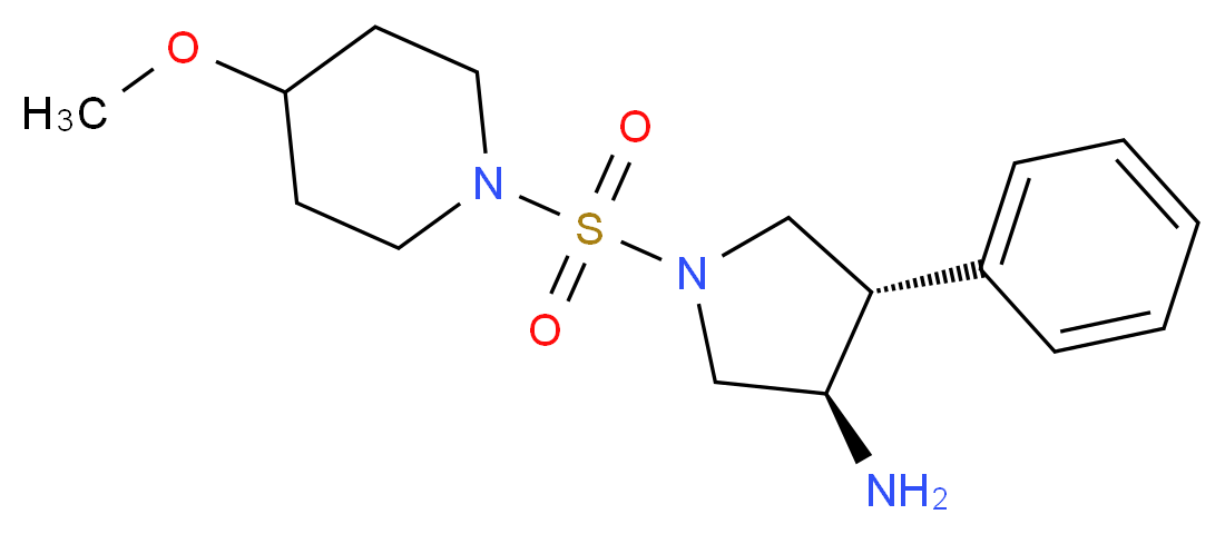 (3R*,4S*)-1-[(4-methoxy-1-piperidinyl)sulfonyl]-4-phenyl-3-pyrrolidinamine_Molecular_structure_CAS_)