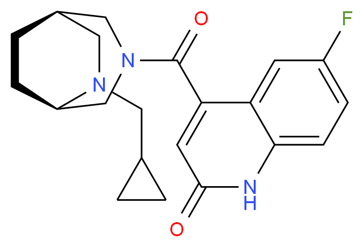4-{[(1R*,5R*)-6-(cyclopropylmethyl)-3,6-diazabicyclo[3.2.2]non-3-yl]carbonyl}-6-fluoroquinolin-2(1H)-one_Molecular_structure_CAS_)