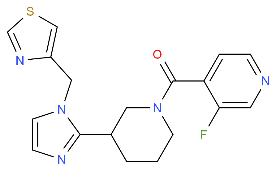 3-fluoro-4-({3-[1-(1,3-thiazol-4-ylmethyl)-1H-imidazol-2-yl]-1-piperidinyl}carbonyl)pyridine_Molecular_structure_CAS_)